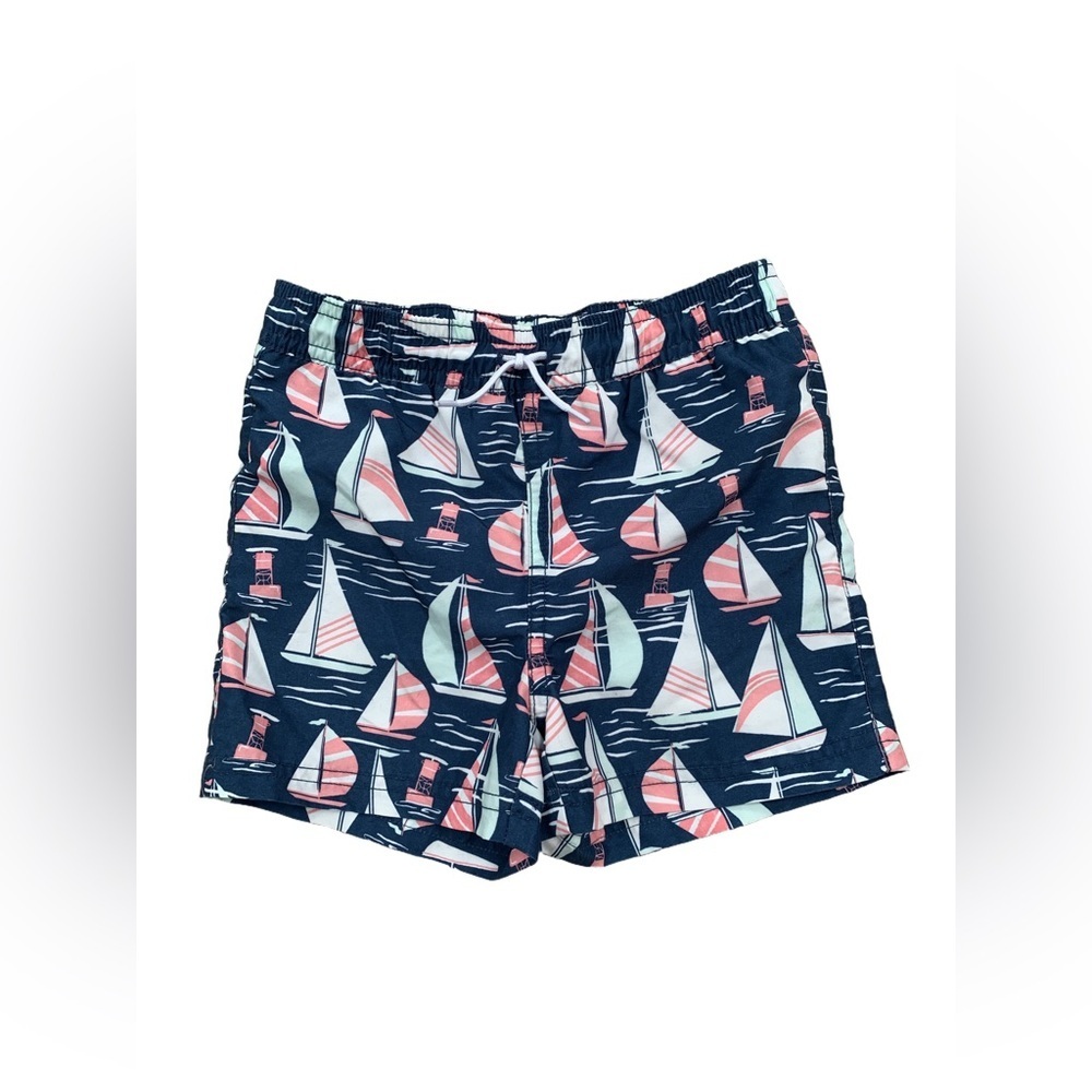 Janie and Jack Size 3 Nautical Sailboat Print Swim Trunks